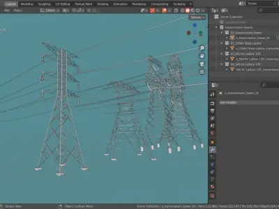 Transmission Towers Base Mesh Models  Low-poly 3D model
