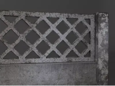Old concrete Fence  Free low-poly 3D model