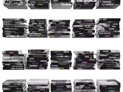 Books 150 pieces 3-5-3 Low-poly 3D model