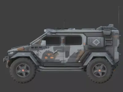 Luxury Tactical Armored Military Car 3D Model Low-poly 3D model