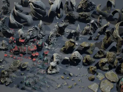 Ancient Cavern Set II - Unreal Engine Asset Pack Low-poly 3D model