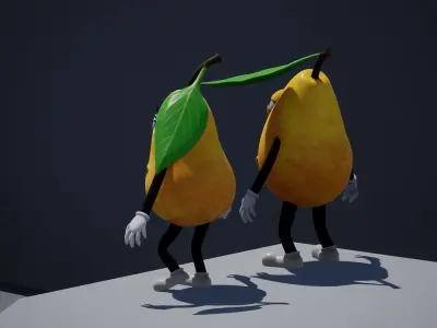 Low-Poly game-ready animated 3D model Pear Characters Low-poly 3D model