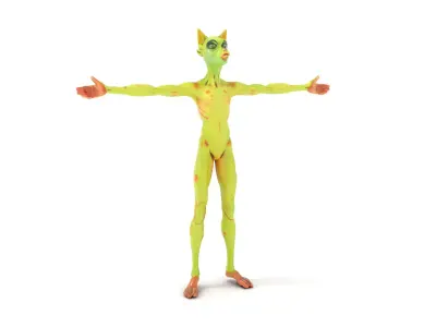 Green Alien Humanoid model pack Low-poly 3D model