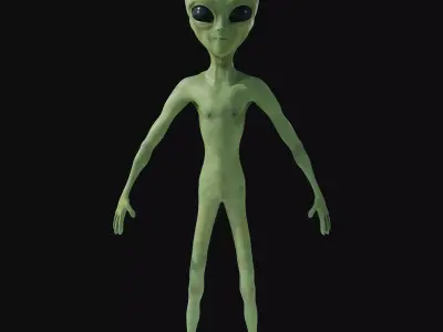 Realistic Alien 4k Rigged Low Poly Low-poly 3D model