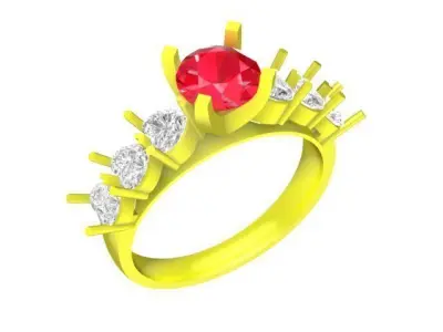 Luxury Crown Style Gemstone Ring 3D Model for Fine Jewelry 4804 3D print model