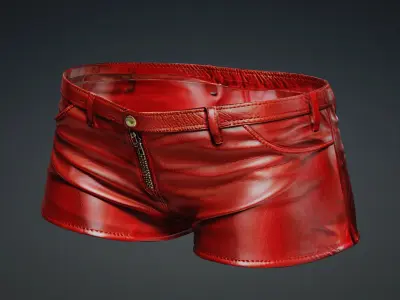 Red short pants PBR 4k  Low-poly 3D model