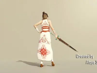 Female Warrior - Fantasy 3D game character 3D model