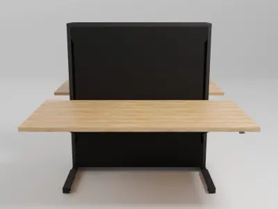 FLOW - Multiple office desk with sound absorbing screens - Free 3D model