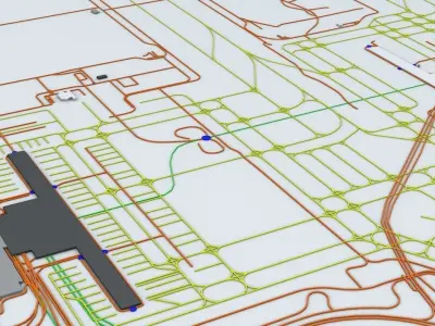 Madrid Barajas MAD Airport Roads Buildings and Public Transport 3D model