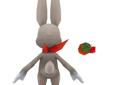 Easter Bunny Low Poly Cartoon 2023 Low-poly 3D model