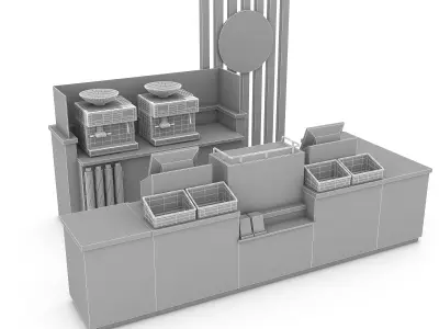 3d coffee shop 3D Low-poly 3D model