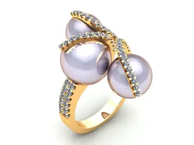 Three Pear Wedding Ring 400 3D print model