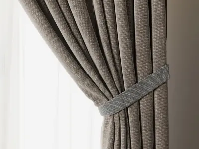 Low Width Curtains Classic 01 Low-poly 3D model