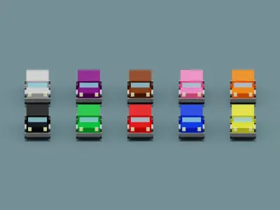 Voxel Cars Low-poly 3D model