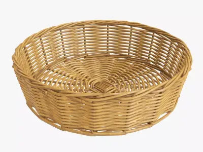 Wicker basket round medium brown 3D model