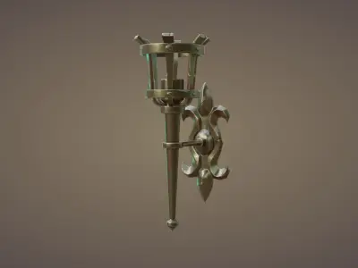 Medieval wall light Low-poly 3D model