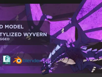 Low Poly Stylized Wyvern Low-poly 3D model