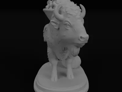 Thanksgiving Bison with Harvest Basket 3D model for 3D Printing 3D print model
