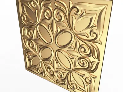 Carved Tile 01 Low-poly 3D model