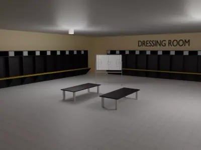 Football Stadium and Interiors Low-poly 3D model