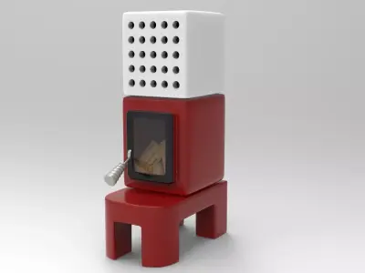Cubic Stove Low-poly 3D model