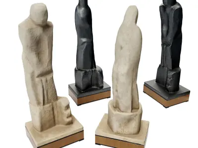 Man Woman abstract tall figures Low-poly 3D model