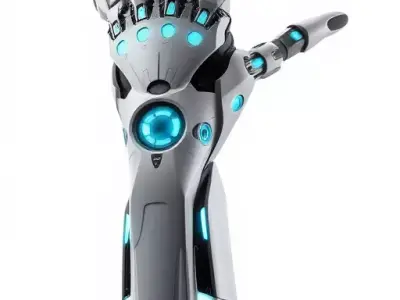 Futuristic Robotic Hand Model Pack with LED Highlights Low-poly 3D model