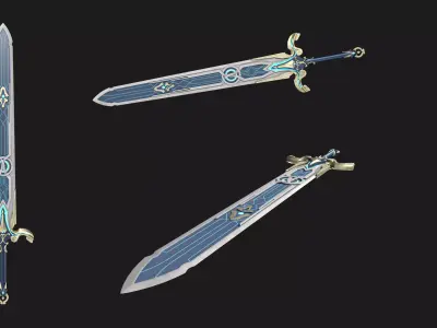 Royal Fantasy Sword 3D Model Stylized Game-Ready Weapon Asset Low-poly 3D model