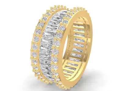 Luxury Baguette and Round Diamond Eternity Ring for Women 3025 3D print model