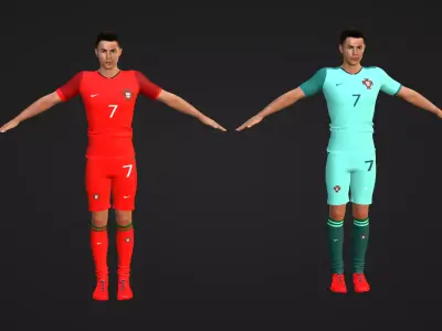 Cristiano Ronaldo - Portugal - Two Models Low-poly 3D model