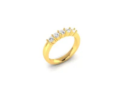 Band 3dm Render Details gold five stone diamond ring 3D print model