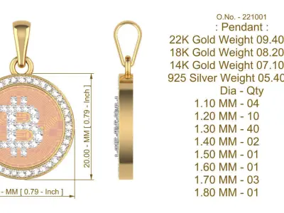 Bitcoin Pendant - 221001 3D print model