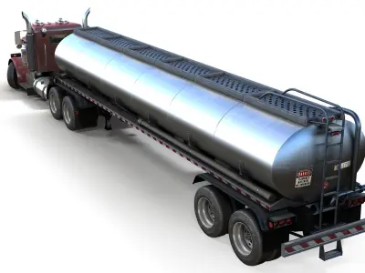 Peterbilt 359 fuel trailer Low-poly 3D model