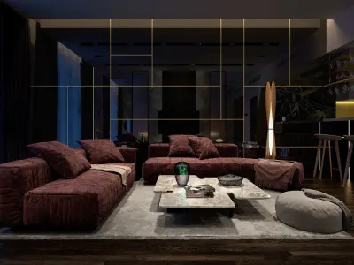 Luxury Studio Bed Room Apartment 3Ds Max and  Vray Scene 3D model