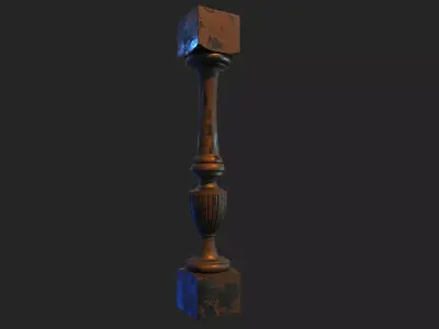 Baluster wooden pole 3D model
