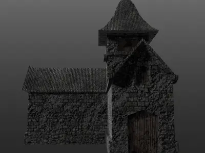 3D Pbr Medieval House game ready Free low-poly 3D model