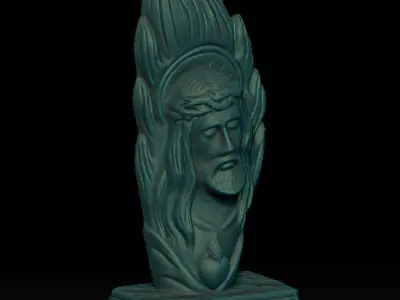 Jesus in flame statue decoration  3D print model