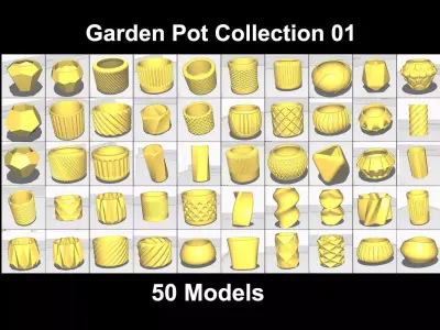 Garden Pots for 3D Printing - 50 Models 3D Model Collection