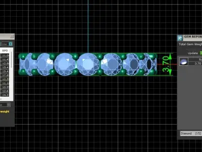 U Shaped Eternity Ring 3 point 7 mm stone size swiss 9 and EU49 3D print model