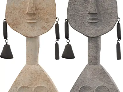 Tribal Guardian Mask Sculpture 3D model