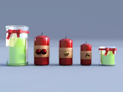 Christmas Candle Pack Low-poly 3D model