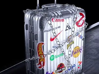 HighPoly Branded Suitcase 3D Scene Realistic Luggage  3D model