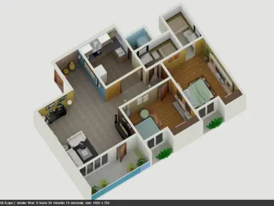 2BHK Apartment  3D model