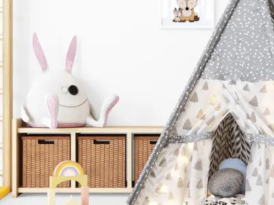 Toys and fureniture set with tent 3D model