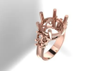 Vintage Antique Style Engagemet Ring Large Diamond 3D print model