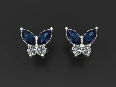Butterfly Stud Earrings 3D print model
