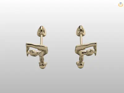 Earrings Gymnastic girl 3D print model