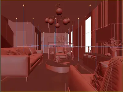 Interior scene living room 3D model