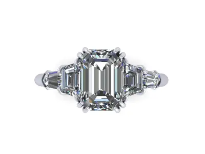 Three Stone Emerald Ring V3 3D print model