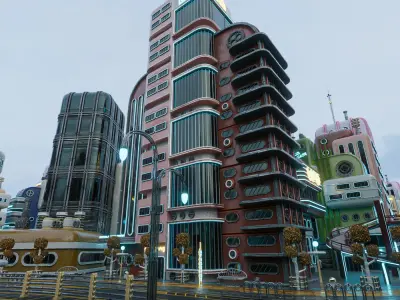 SCIFI ATOMPUNK BUILDING 08 Low-poly 3D model